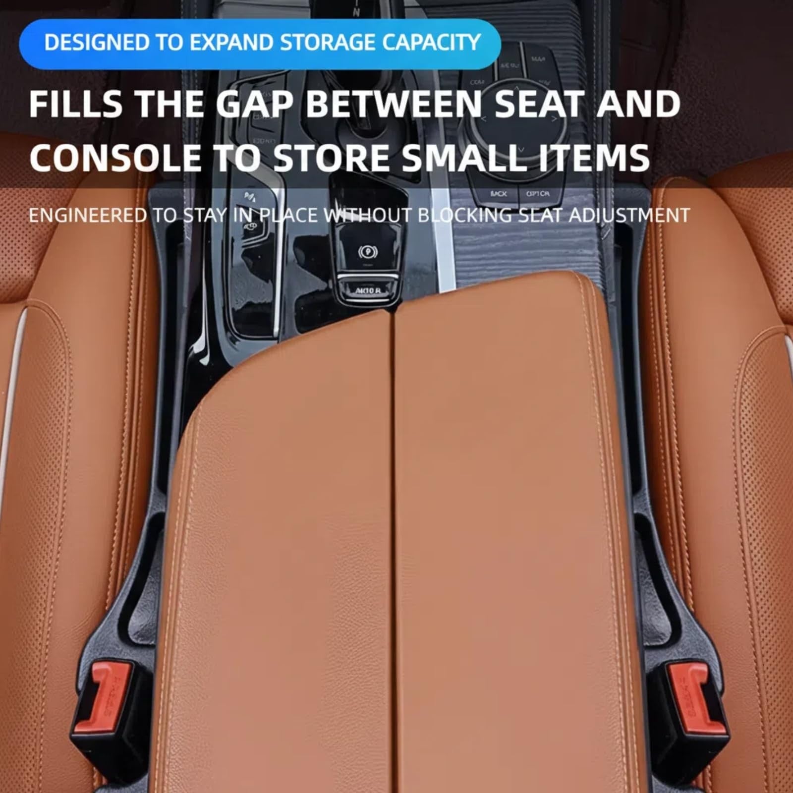 2 Pack Car Seat Gap Organizer, Seat Gap Filler Plug for Cars Prevents Lost Items