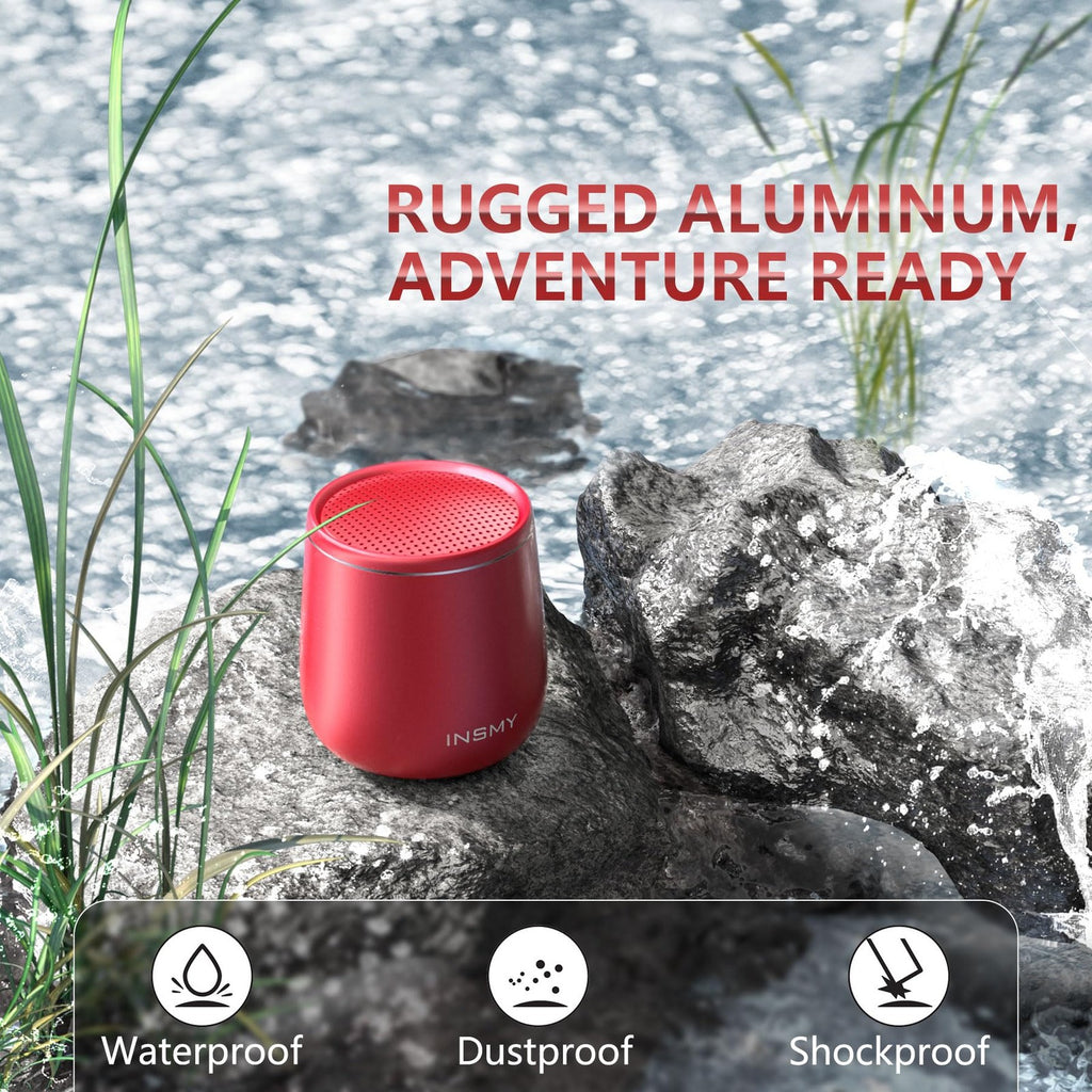 NSMY Mini Bluetooth Speaker Waterproof Pocket Portable Bass Audio Red