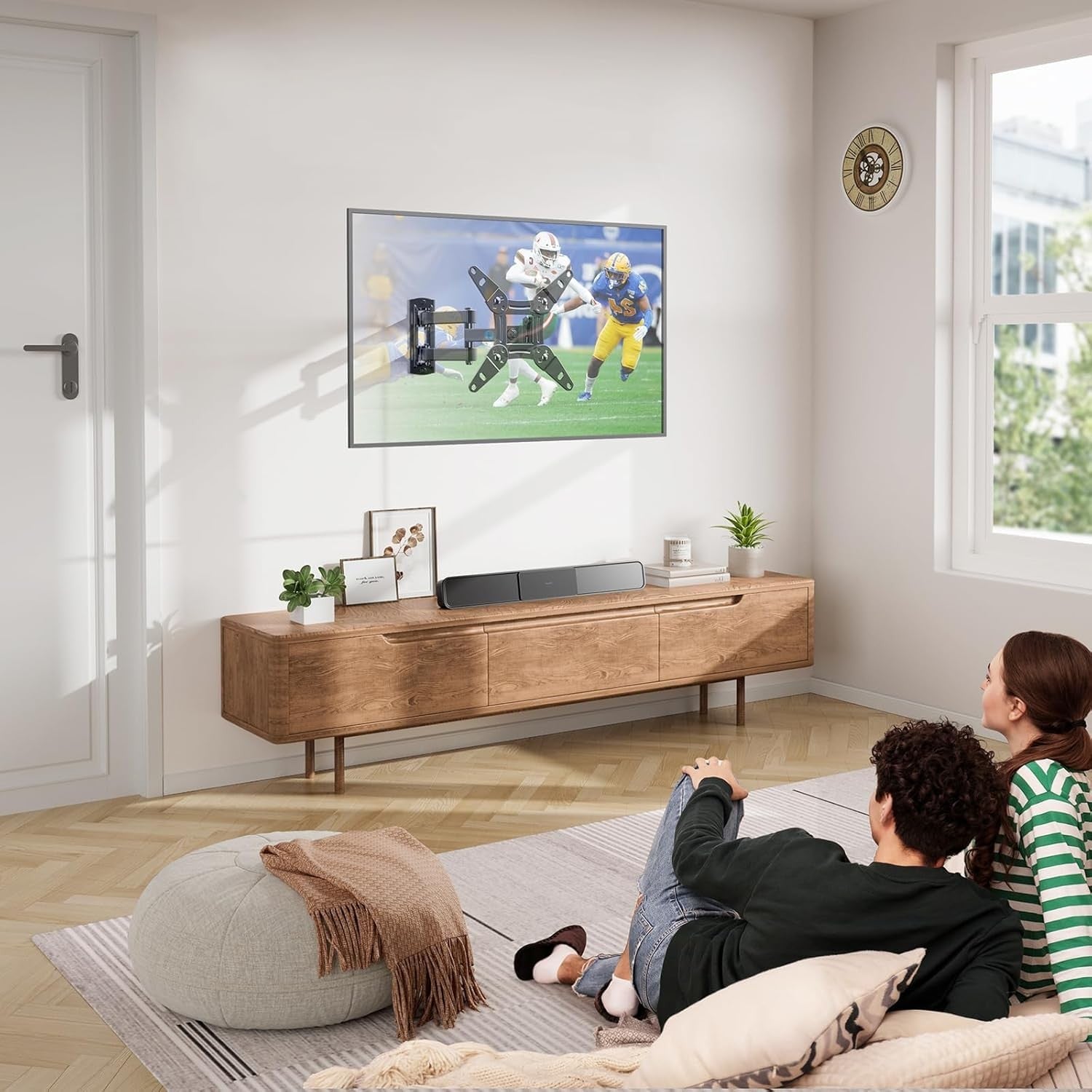 Pipishell Full Motion TV Wall Mount for Echo Show 21/15 and 13-43 Inch Flat Curv