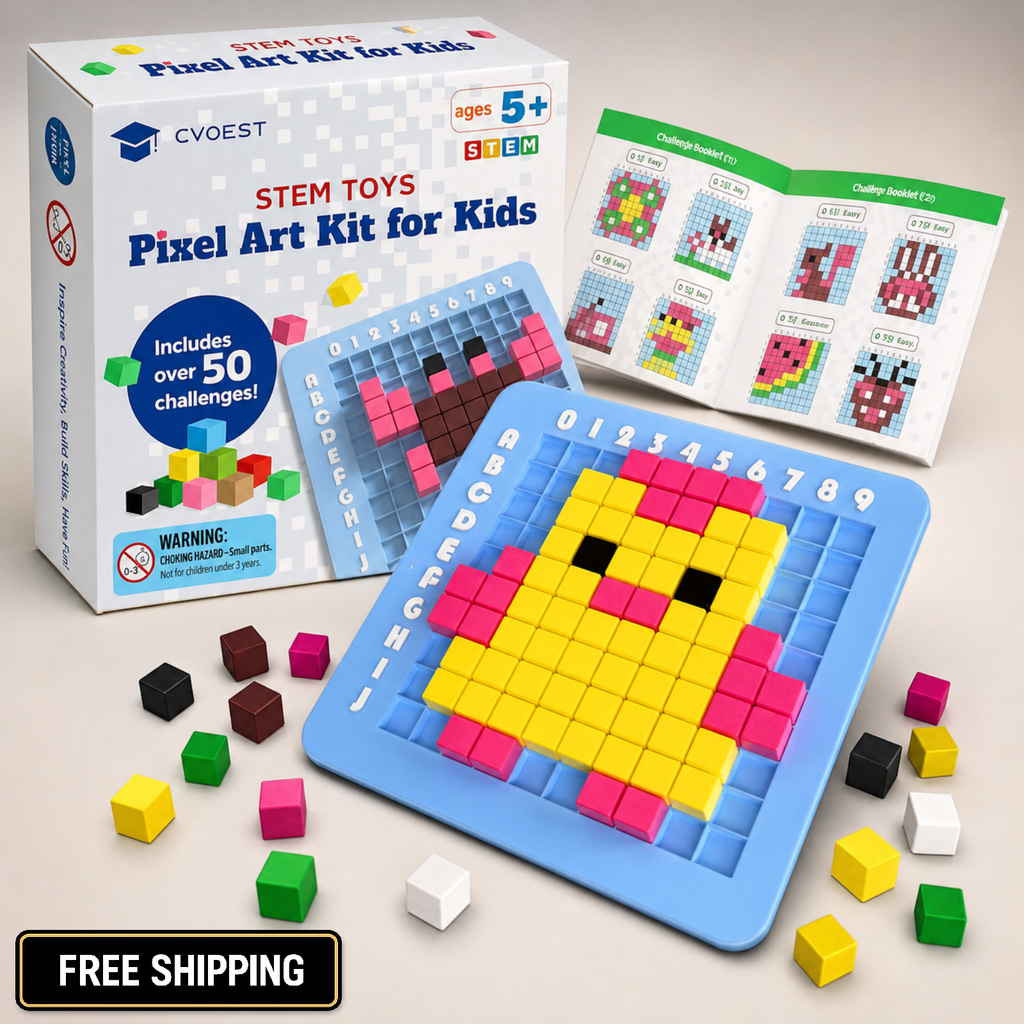 STEM Pixel Art Kit Kids Craft Toy Educational Building Set Ages 5-10