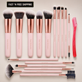 Real Perfection Makeup Brush Set 16 Pcs with 1 Eyebrow Razor Premium Synthetic