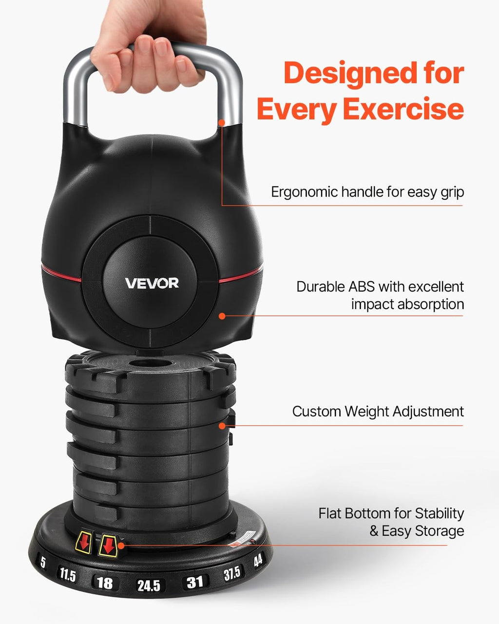 VEVOR Adjustable Kettlebell 7 Weight Levels for Full Body Workout Cross-Training