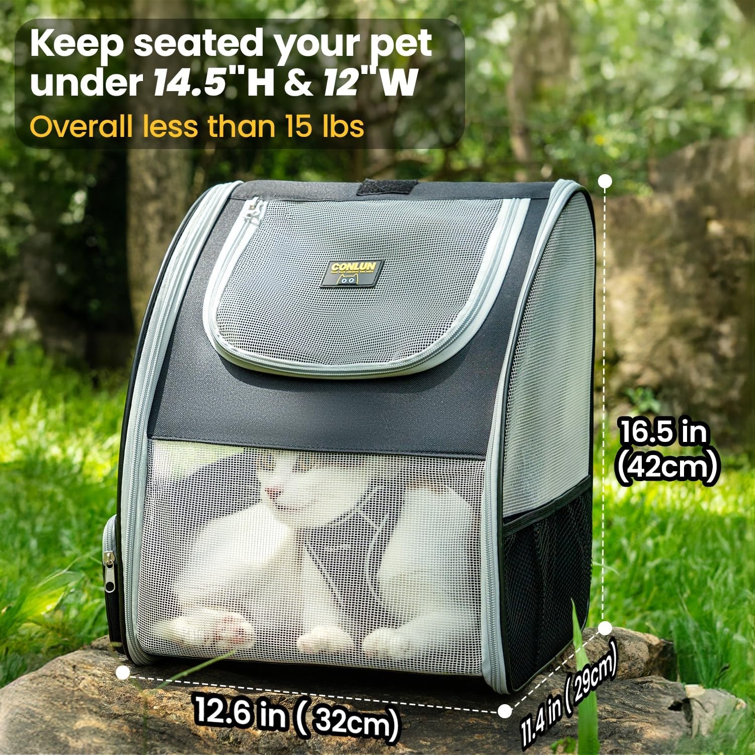 Conlun Cat Backpack Carrier Up to 15lbs Foldable 3 Mesh Travel Hiking