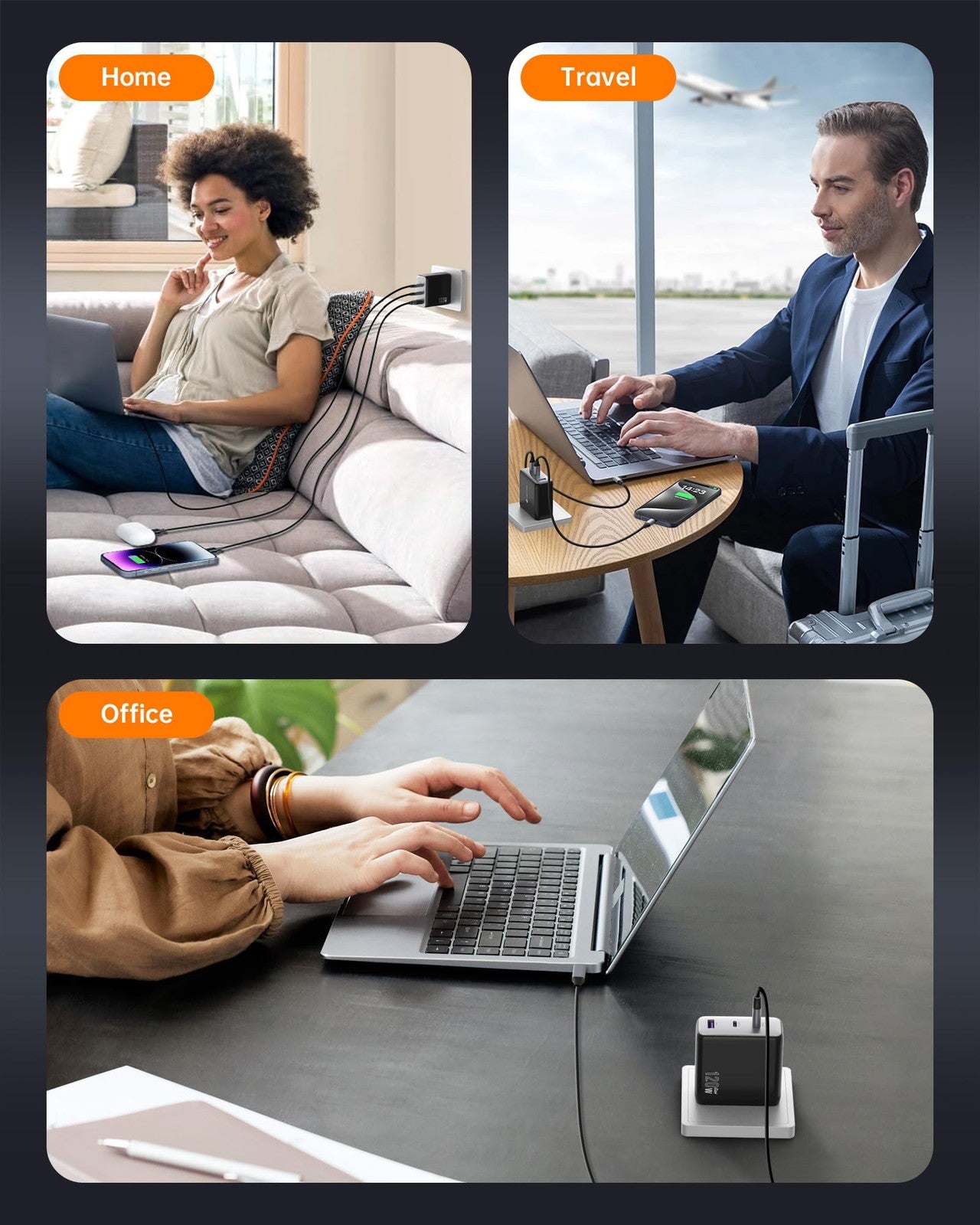 100W USB C Charger, 120W MacBook Pro Charger, 3-Port GaN Fast Charger with PD3.