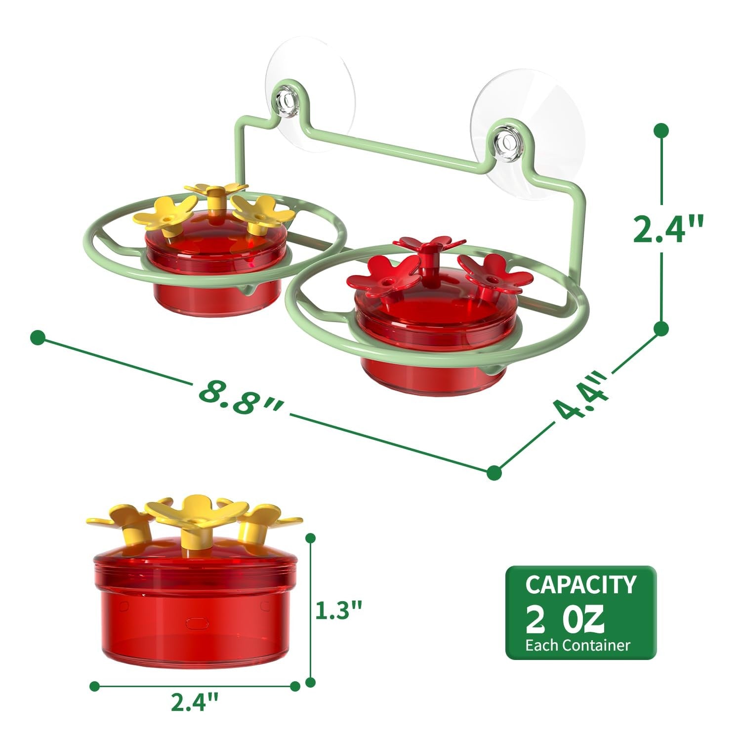 Dreamdrawer Window Hummingbird Feeder 2oz Cups 6 Ports Suction Mount