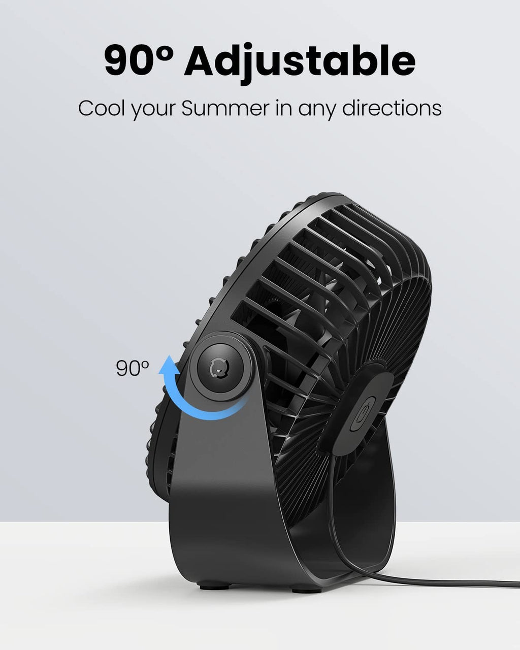 Gaiatop USB Desk Fan 3-Speed Quiet Cooling Portable Table Fan for Home Office