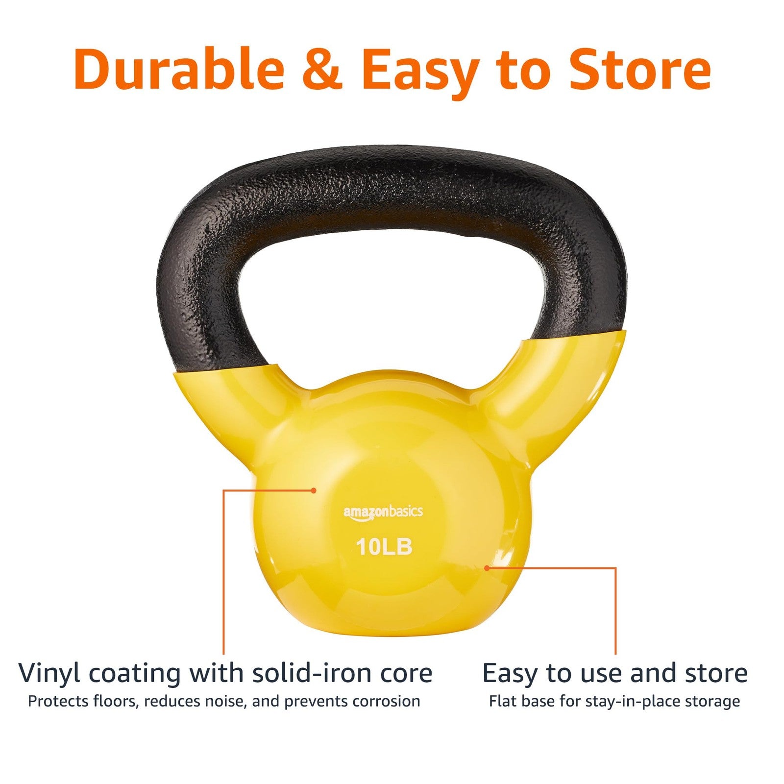 10LB Cast Iron Kettlebell Vinyl Coated Weight for Strength Training