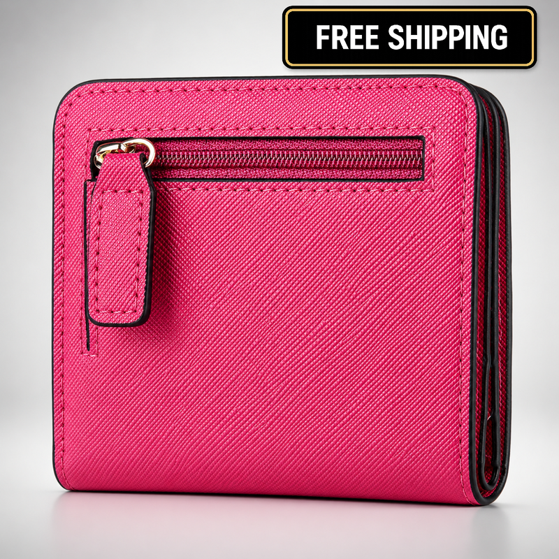 Toughergun Slim RFID Leather Wallet for Women Compact Bifold ID Coin Zipper
