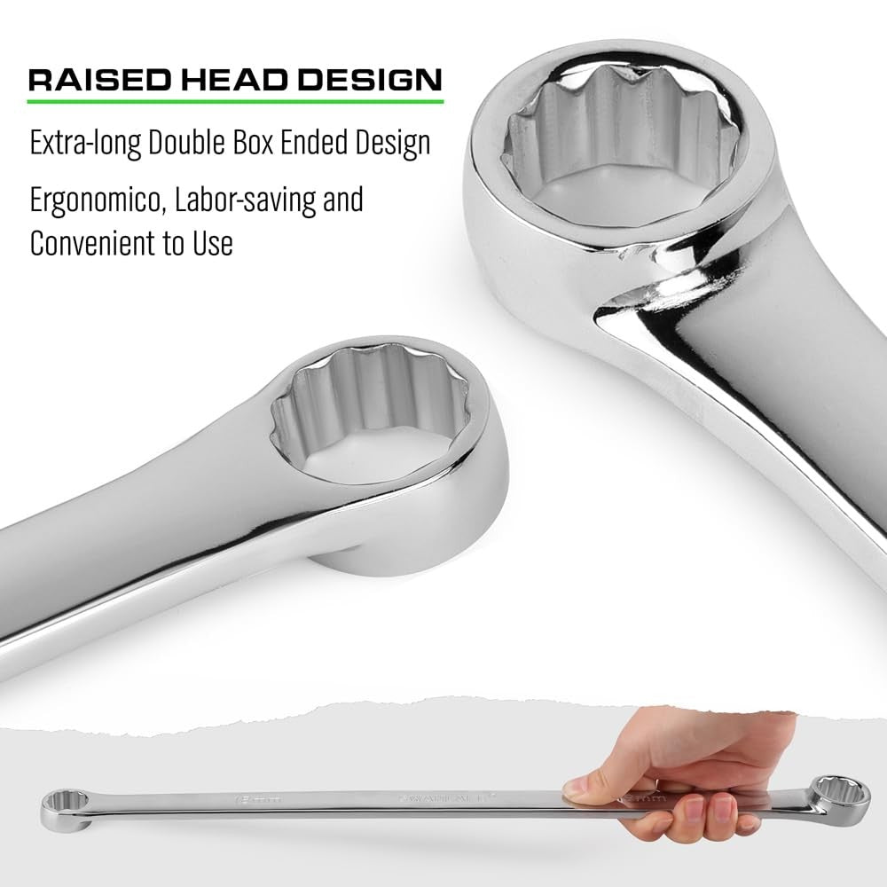 SWANLAKE 8-Pc Extra Long Double Box-End Wrench Set Metric 8-24mm CR-V Steel