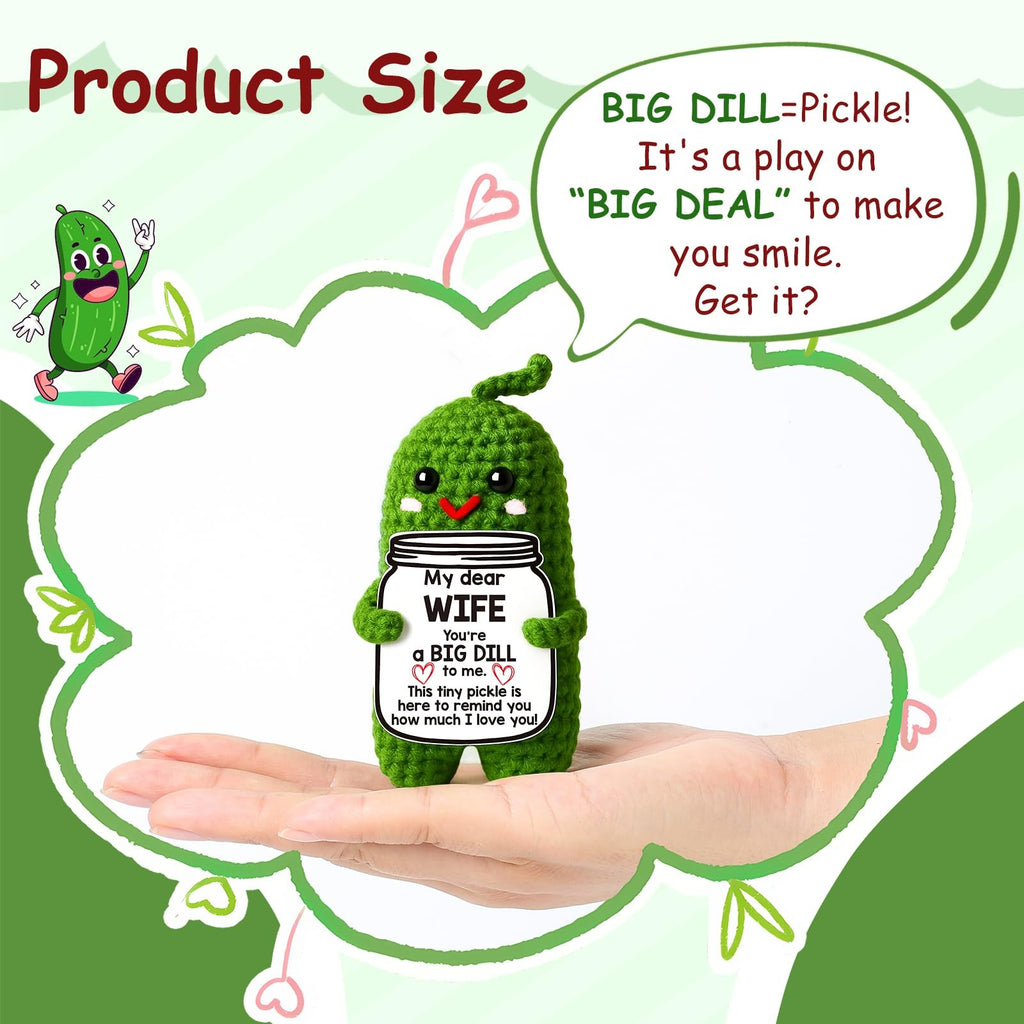 Crochet Pickle Gift for Wife Funny Romantic Keepsake Cute Desk Decor