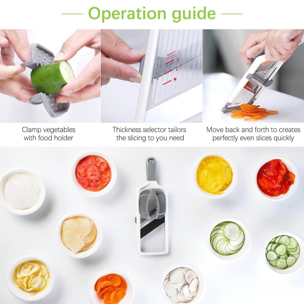 Multi Handheld Mandoline Slicer- Adjustable Stainless Steel Blade Slicer Veggies