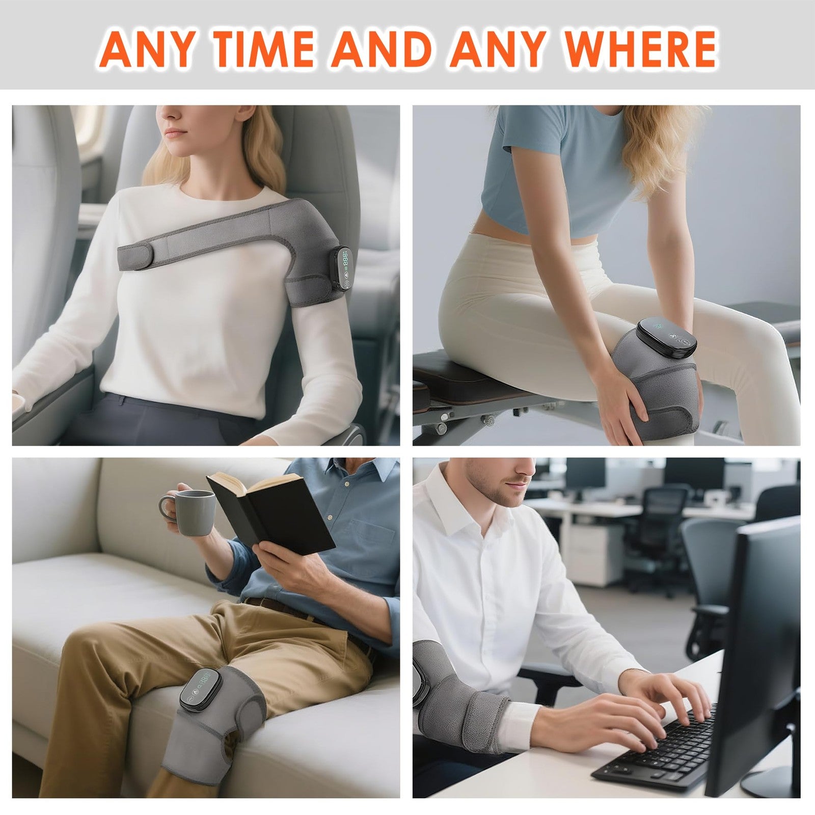Cordless Knee Massager with Heat Vibration Therapy Pain Relief Wrap