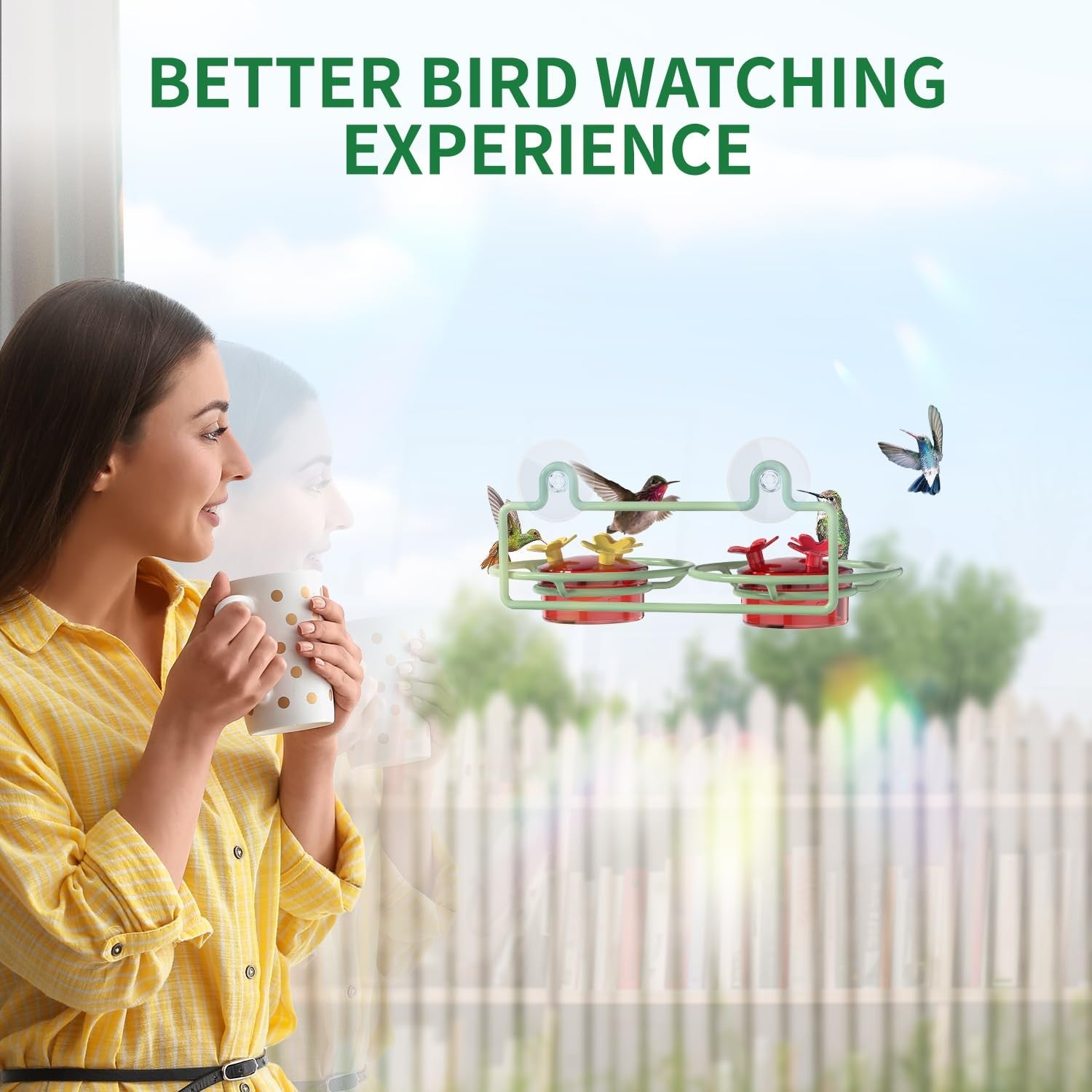 Dreamdrawer Window Hummingbird Feeder 2oz Cups 6 Ports Suction Mount