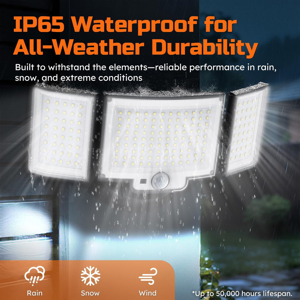 LED Security Motion Sensor Outdoor Lights 6500K Remote Control Floodlights, Dusk