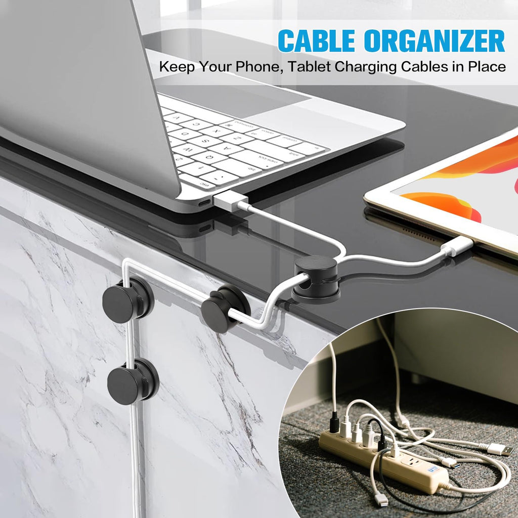 6PC Cord Organizer Holder 360° Rotatable Spring Cable Clip Strong Adhesive Cable