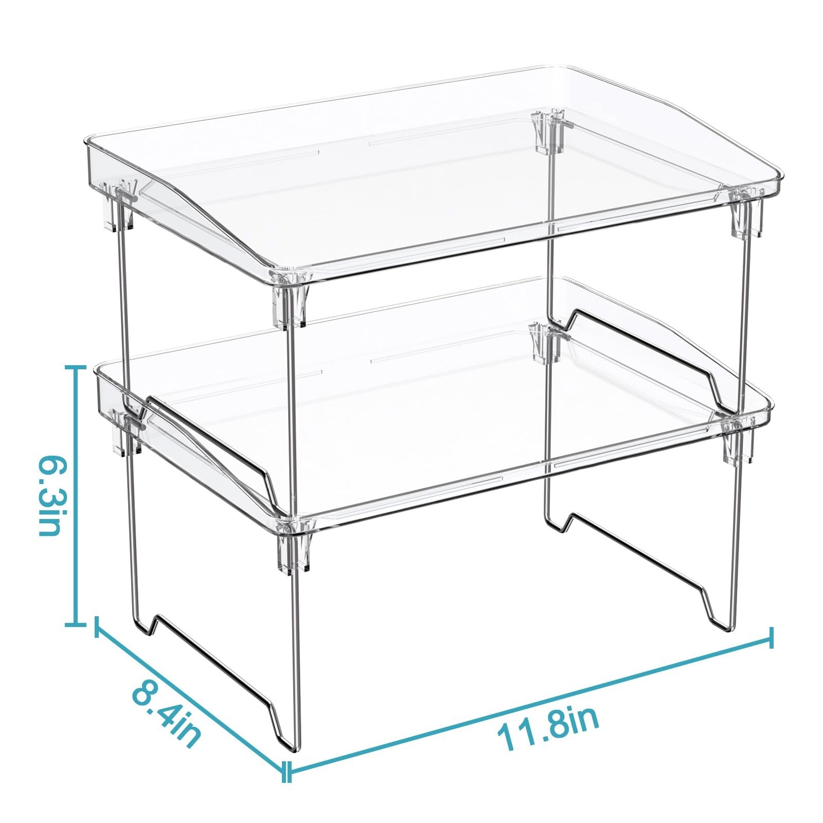 STARLATTA 2 Pcs Cabinet Organizer Shelf, Stackable Kitchen Counter Shelves,