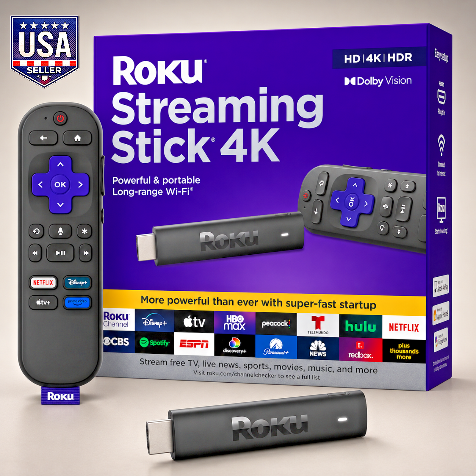 Roku Streaming Stick 4K - HDR & Dolby Vision  Streaming Device for TV with voice
