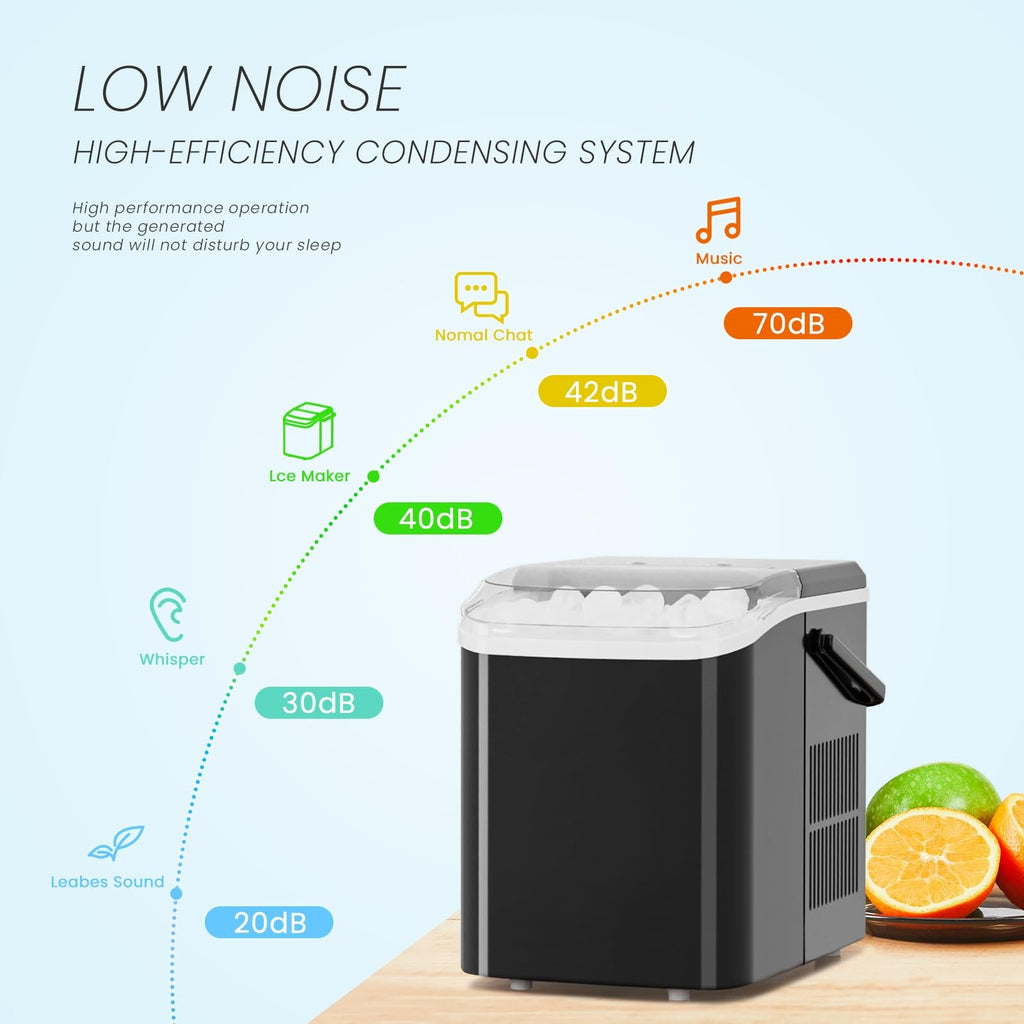 Portable Countertop Ice Maker 26lb/24H 9 Bullet Ice Cubes Basket Scoop Black