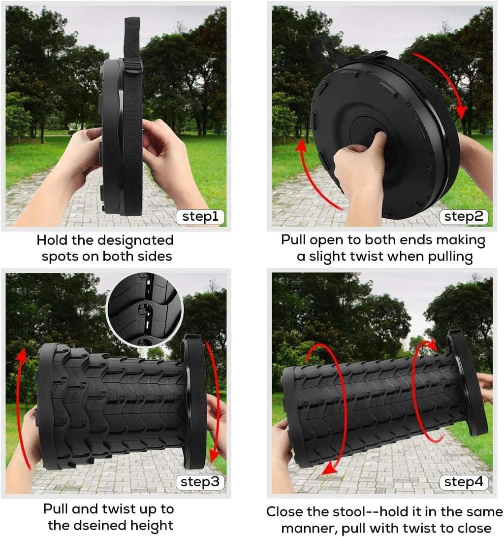 Fishboy Collapsible Telescoping Stool 400 lb Adjustable 2.56-17.7" w/ Strap