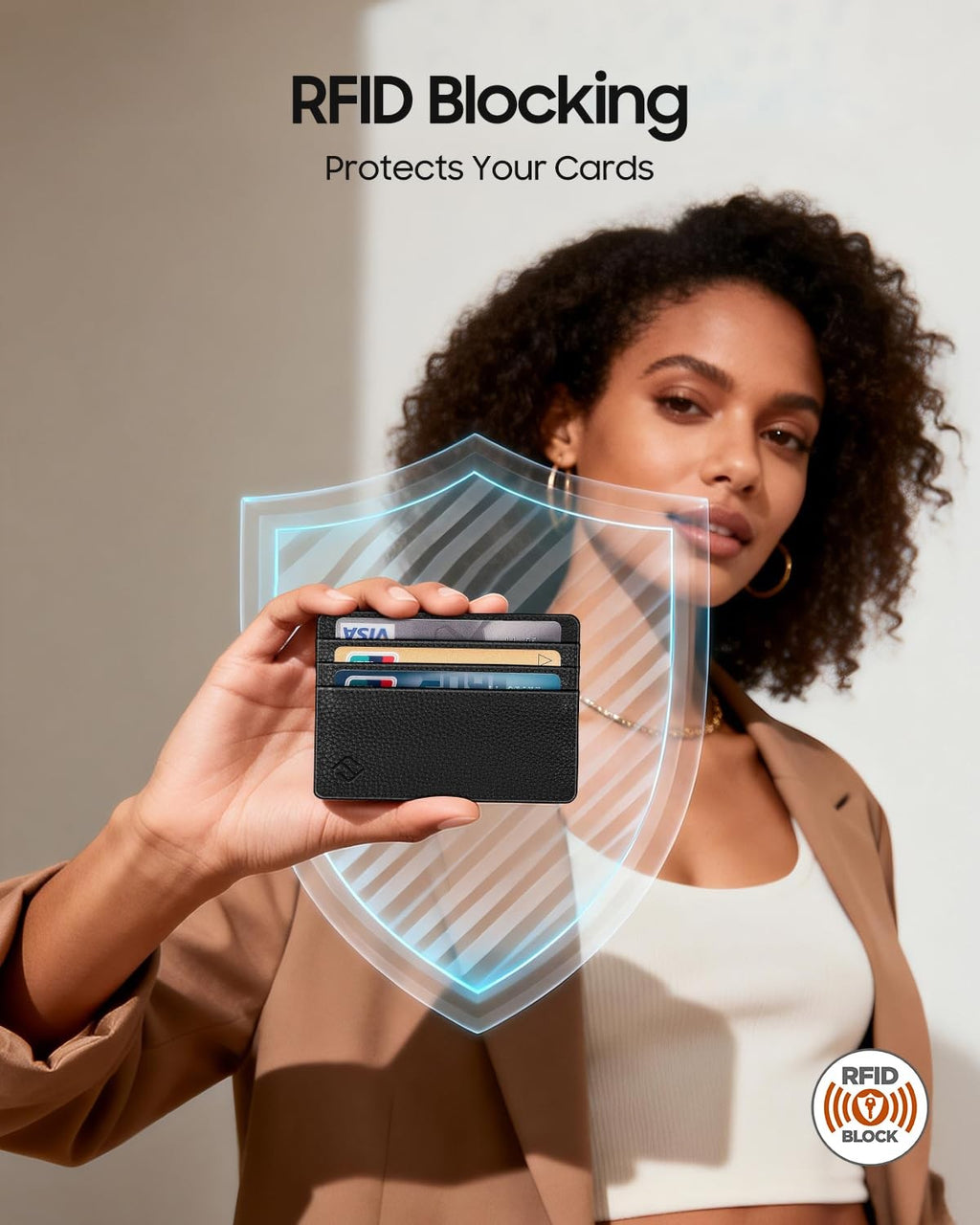 FINTIE RFID Blocking Slim Front Pocket Wallet Card Holder ID Window Black