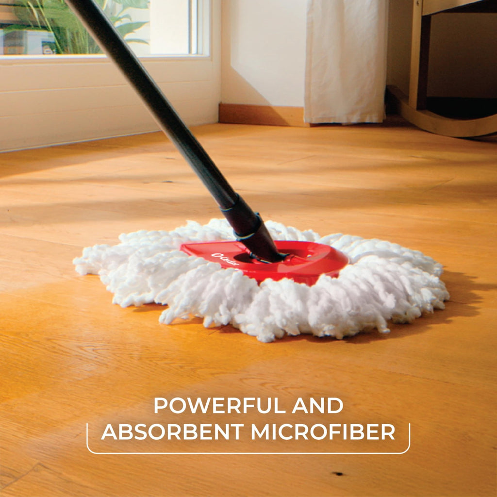 O-Cedar EasyWring Microfiber Spin Mop, Bucket Floor Cleaning System, Red, Gray,