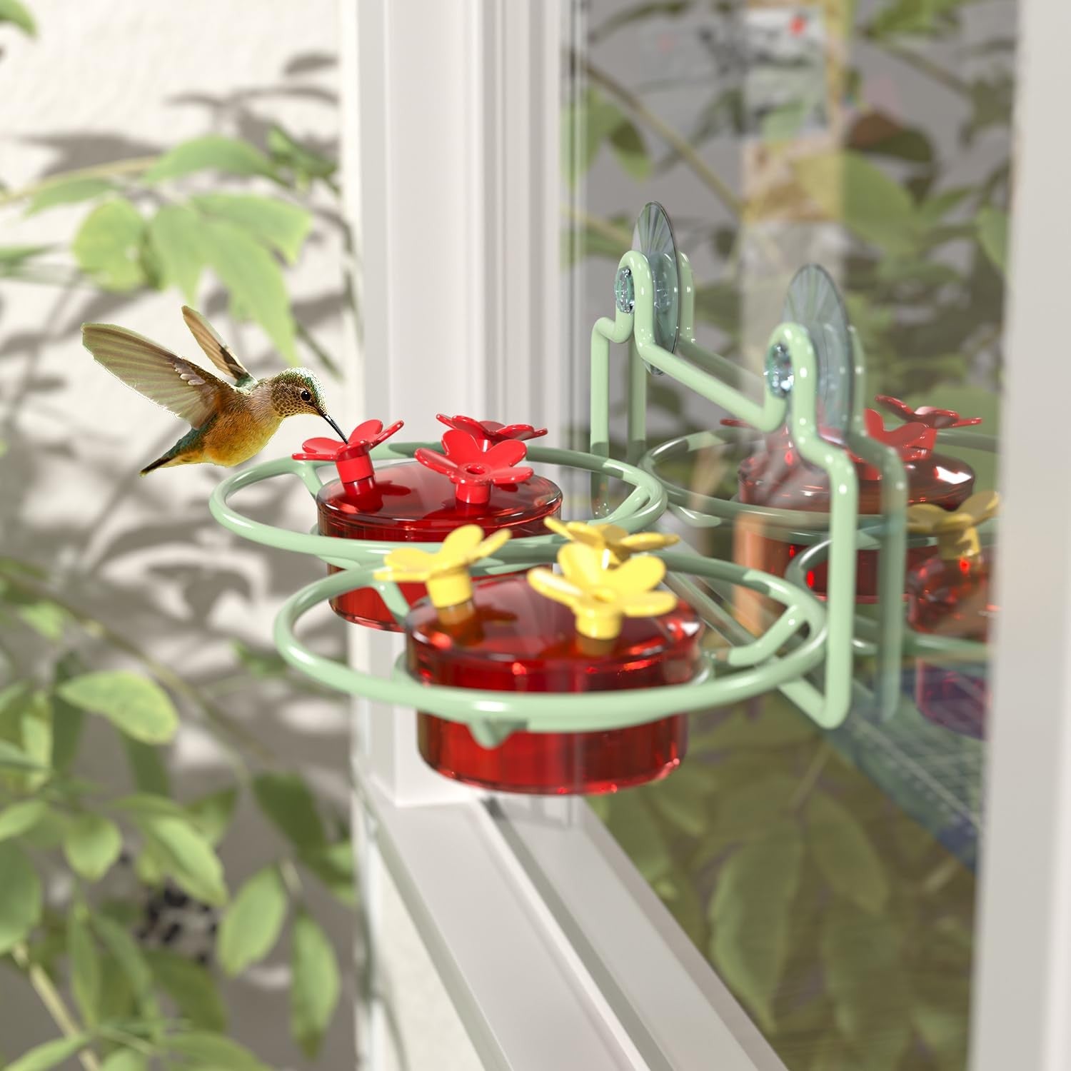 Dreamdrawer Window Hummingbird Feeder 2oz Cups 6 Ports Suction Mount