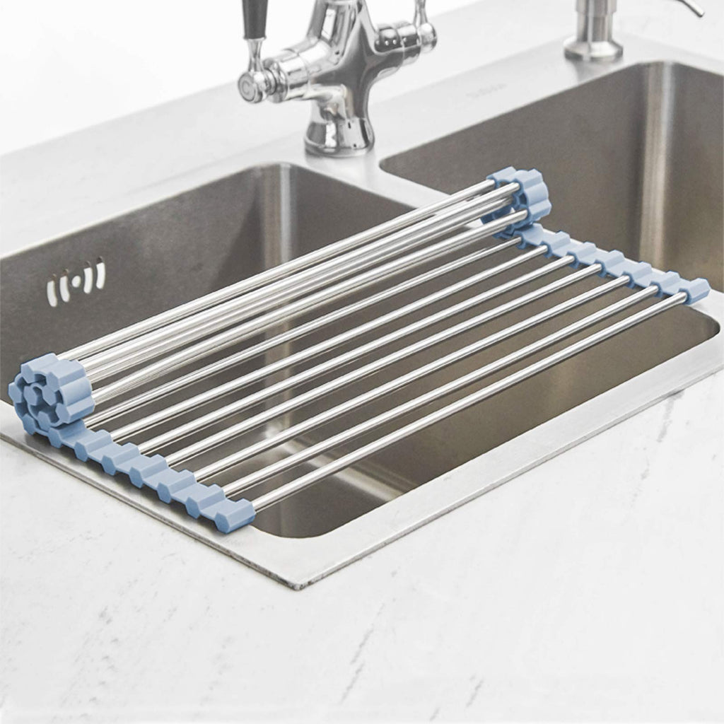 MECHEER Over The Sink Dish Drying Rack Roll Up Dish Drying Kitchen Rack