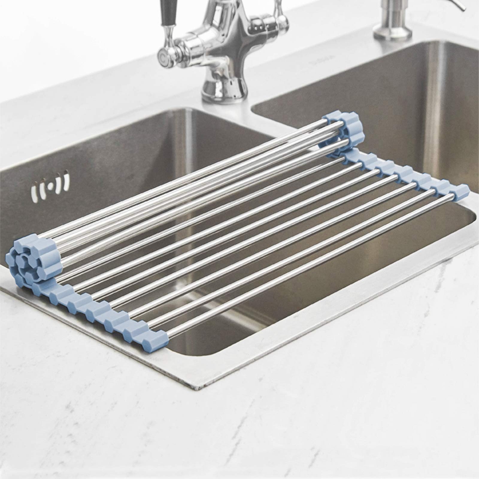 MECHEER Over The Sink Dish Drying Rack Roll Up Dish Drying Kitchen Rack
