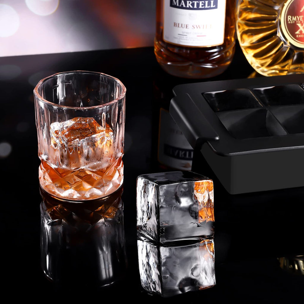 Ticent Ice Cube Trays (Set of 2 Silicone Sphere Whiskey Ice Ball Maker with Lids