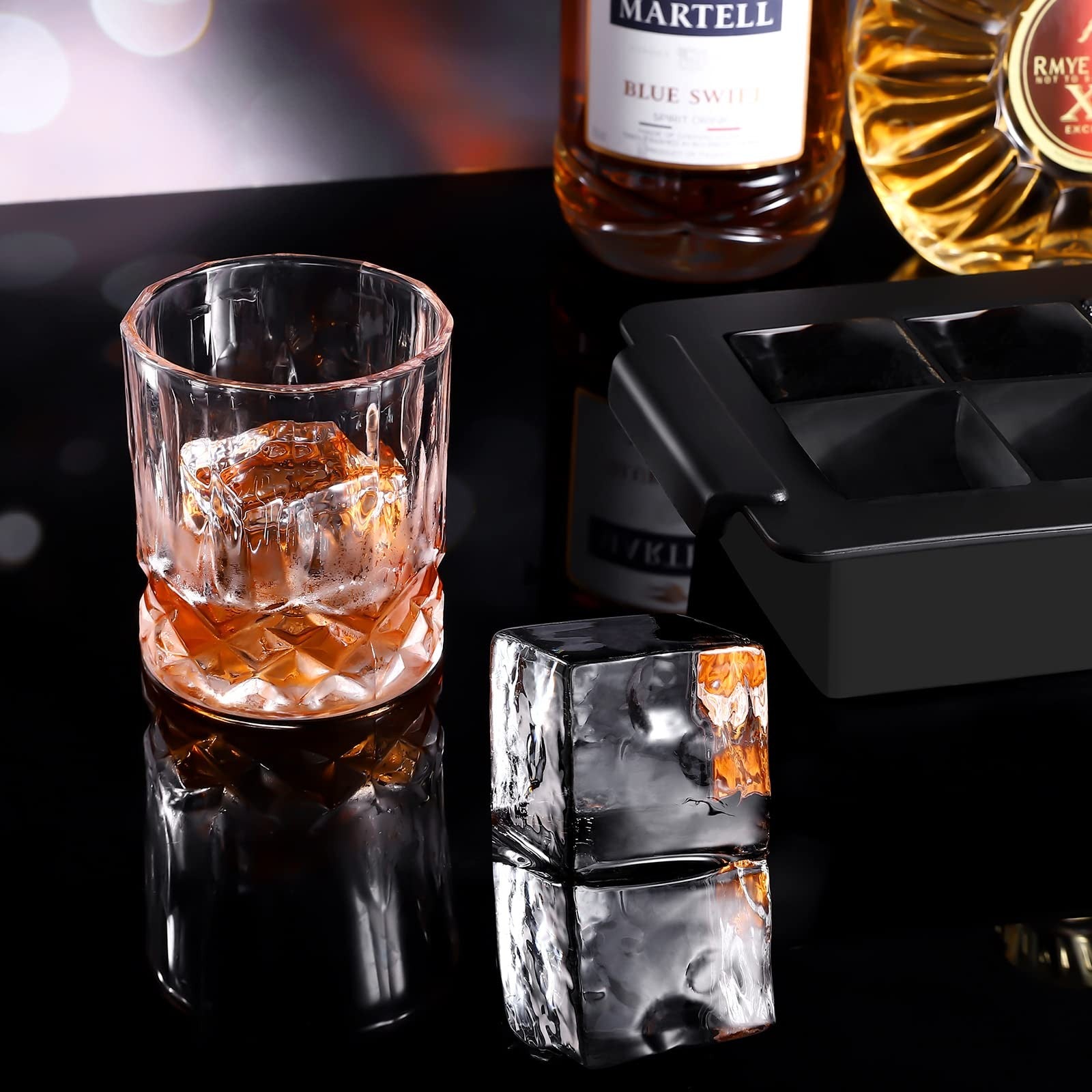 Ticent Ice Cube Trays (Set of 2 Silicone Sphere Whiskey Ice Ball Maker with Lids