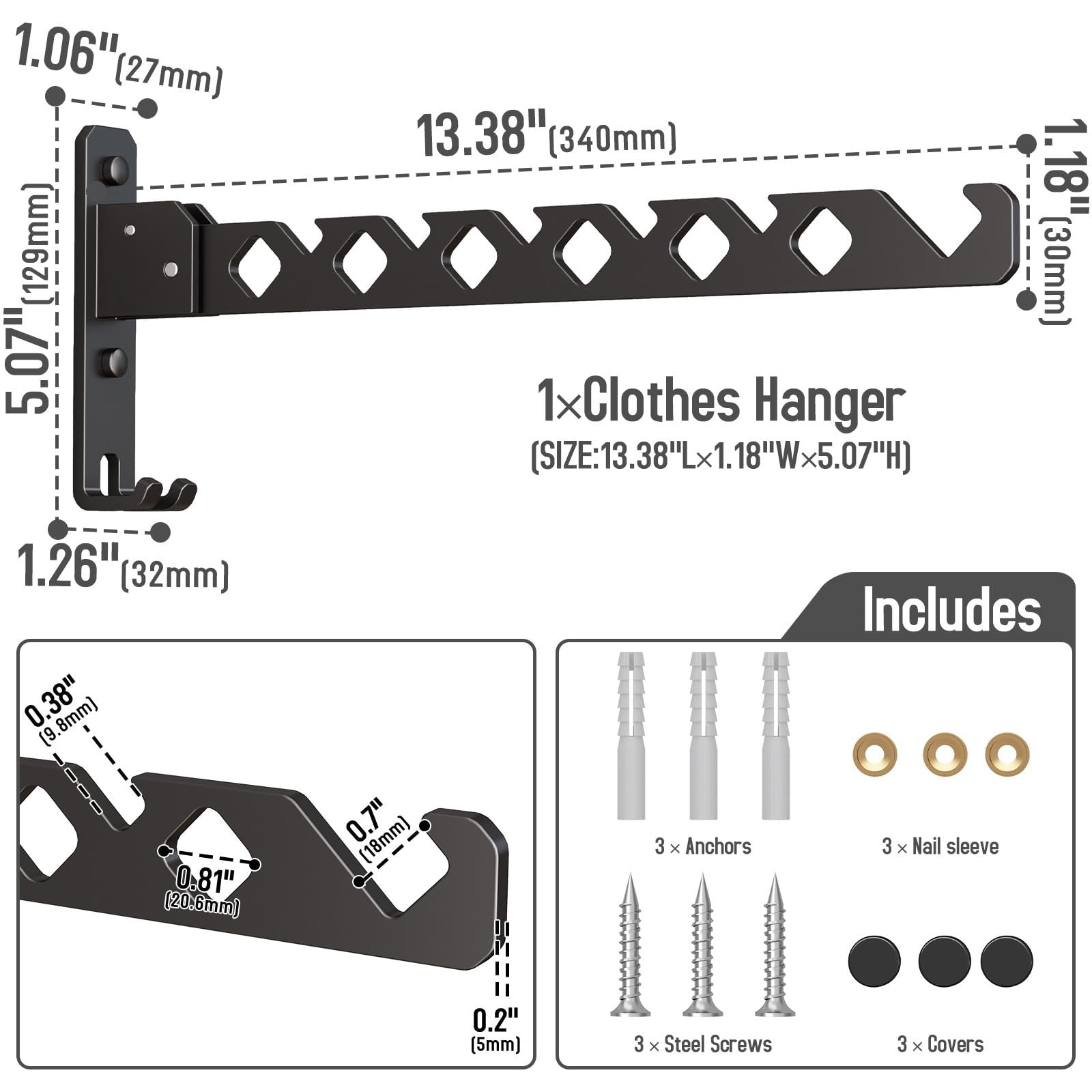 Wall Mounted Clothes Drying Rack, Wall Clothes Hanger Foldable, Laundry Hanger.
