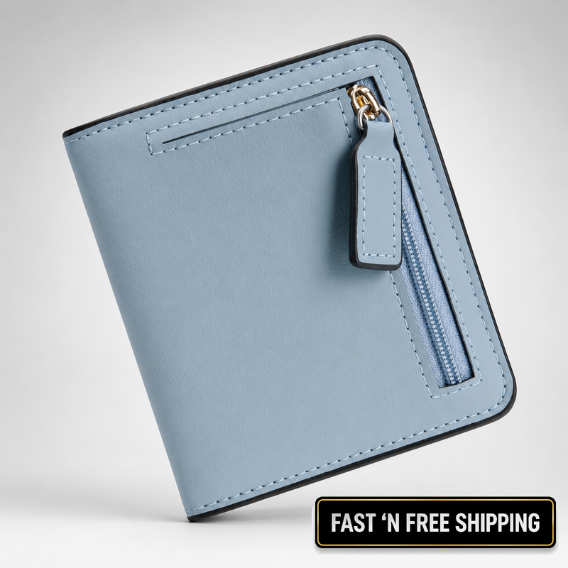 Toughergun Slim RFID Leather Wallet for Women Compact Bifold ID Coin Zip