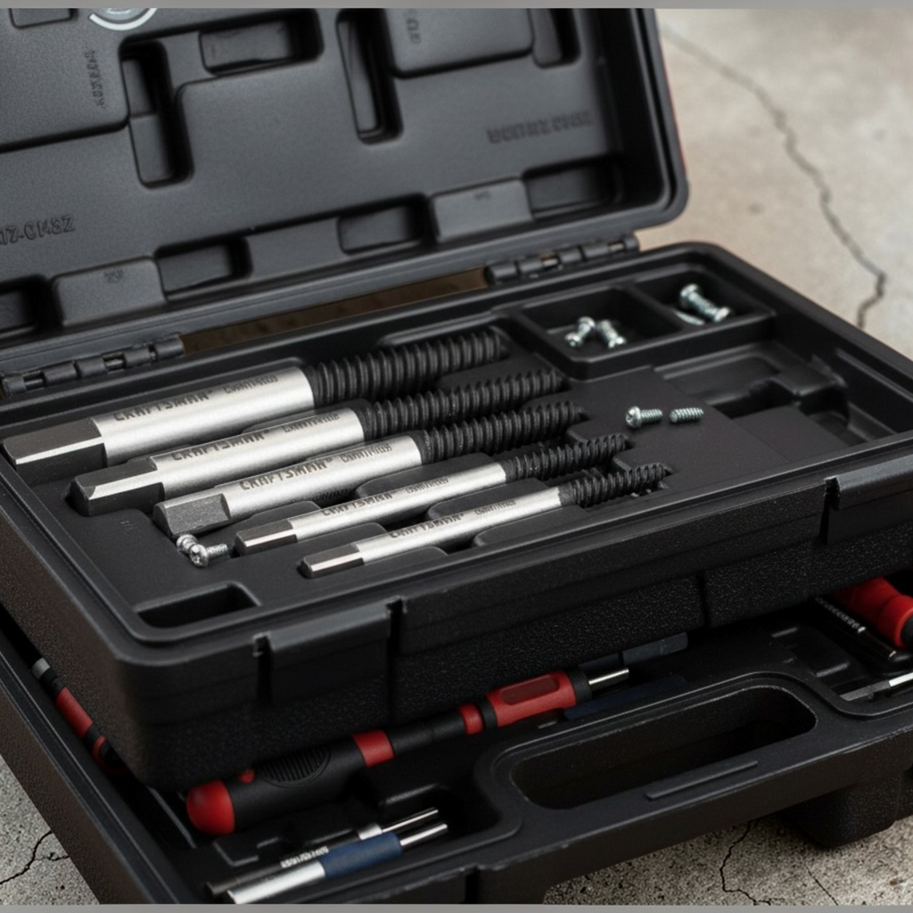 CRAFTSMAN Spiral Screw Extractor Tool Set Removes Broken & Stripped Bolts