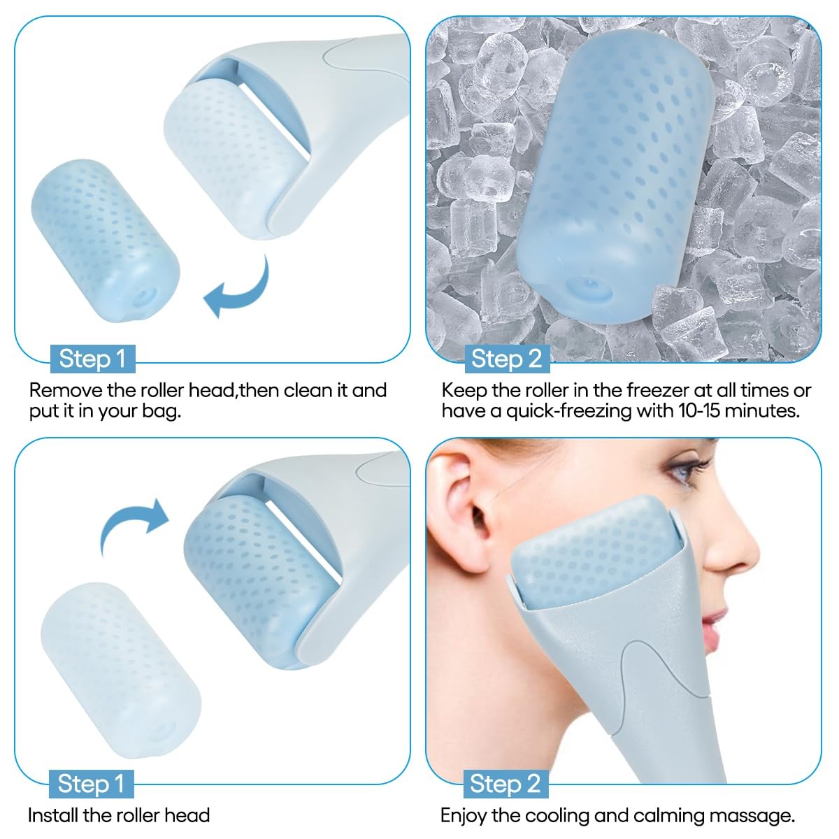 Fronnor Facial Ice Roller Cooling Massager Puffiness Relief Skincare Tool