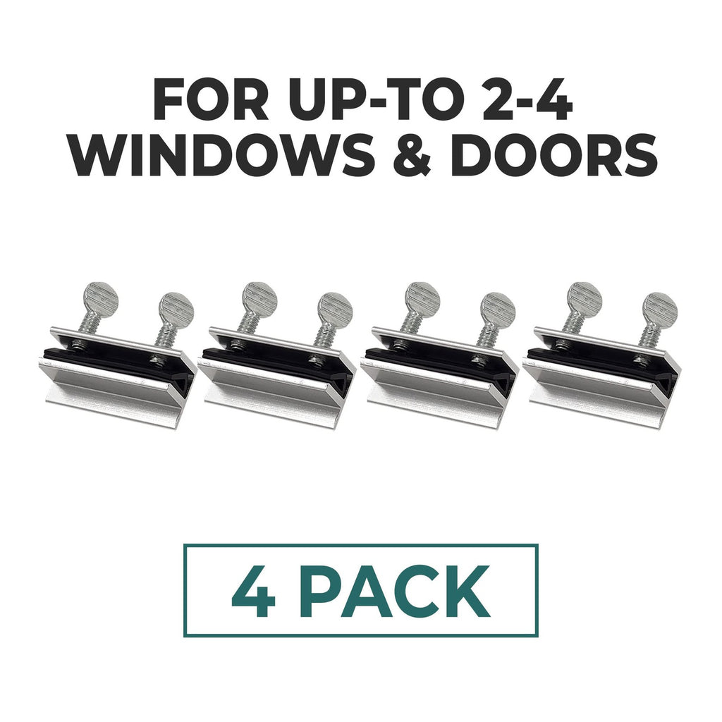 Shop Square 4 Window Locks Aluminum Thumb Turn No Drill Fits 3/16" & 3/8"