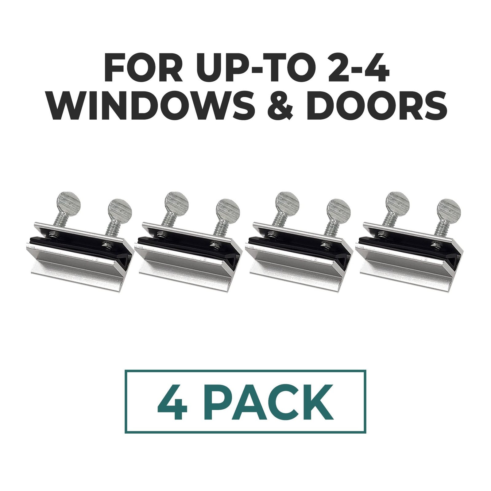 Shop Square 4 Window Locks Aluminum Thumb Turn No Drill Fits 3/16" & 3/8"