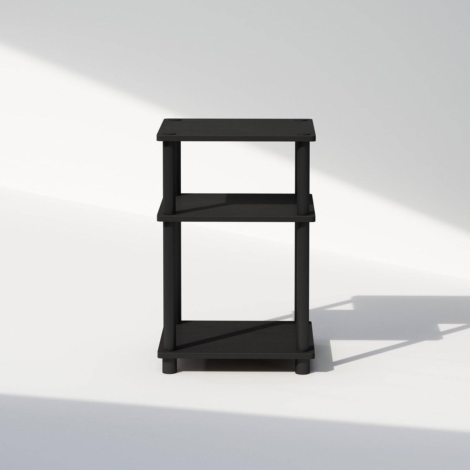 Furinno 3-Tier Nightstand Open Storage End Table Americano Black Plastic Poles