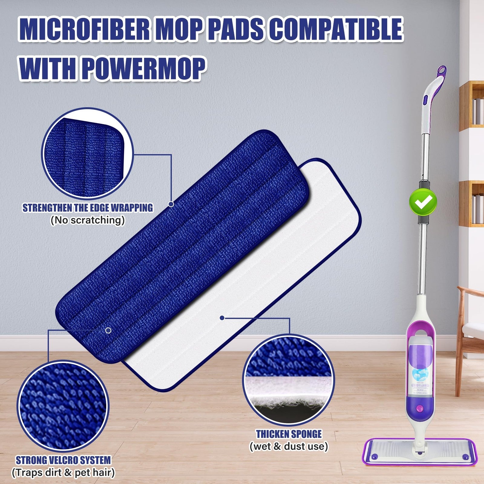 Spray Mop for Hardwood Tile Laminate Floors w/3 Reusable Microfiber Pads