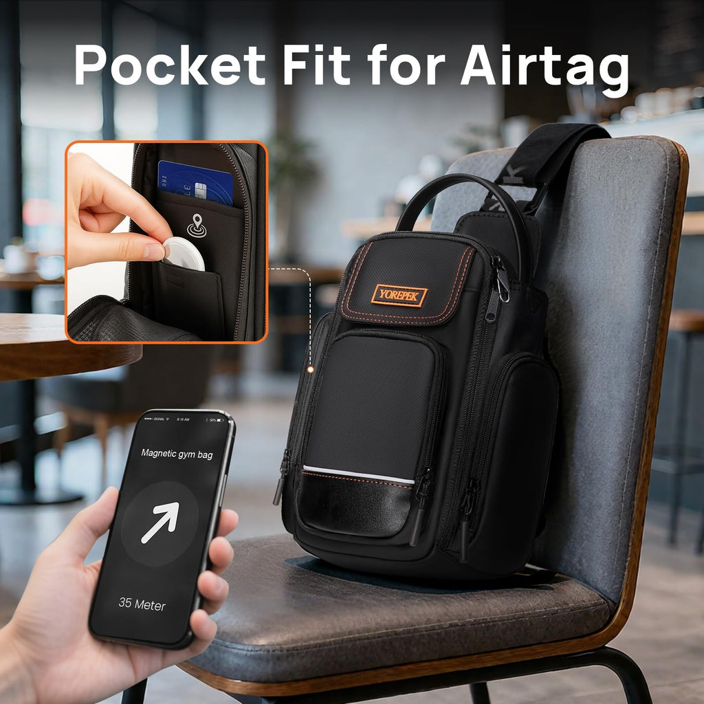 YOREPEK Magnetic Gym Bag Insulated Bottle Holder Phone Pocket Air Tag Pouch