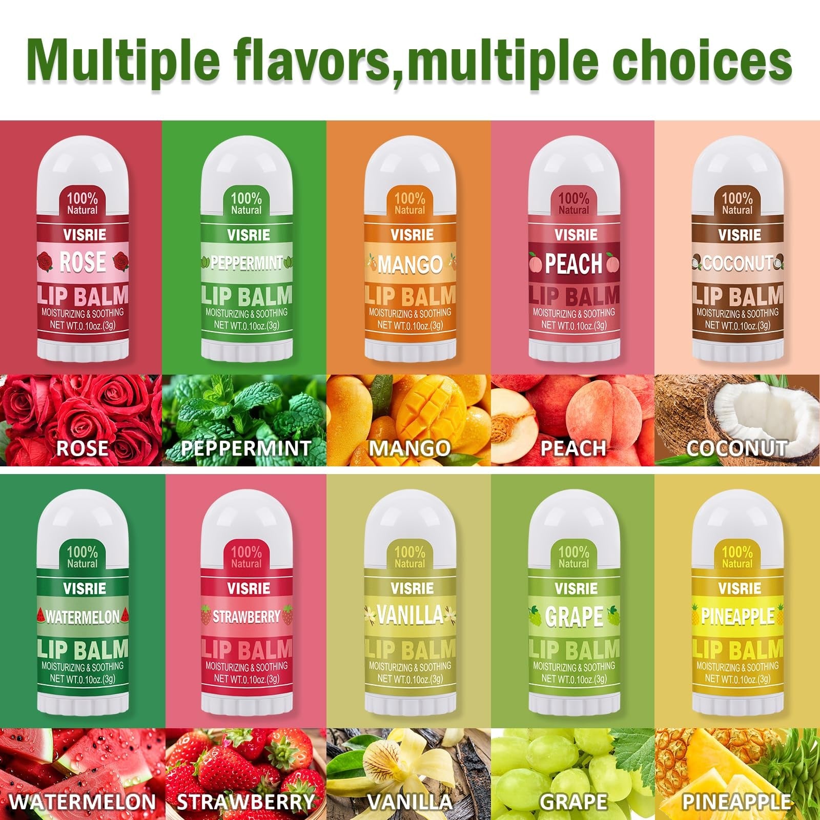 VISRIE 40 Pack Mini Lip Balm Bulk Set Moisturizing Vitamin E Beeswax Party Favor