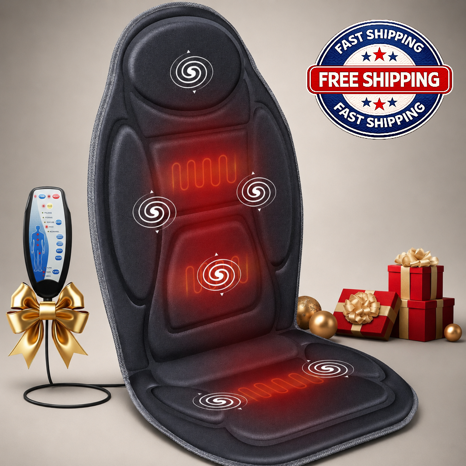 Snailax Vibration Back Massager Heat Seat Cushion Home Office Chair Pad
