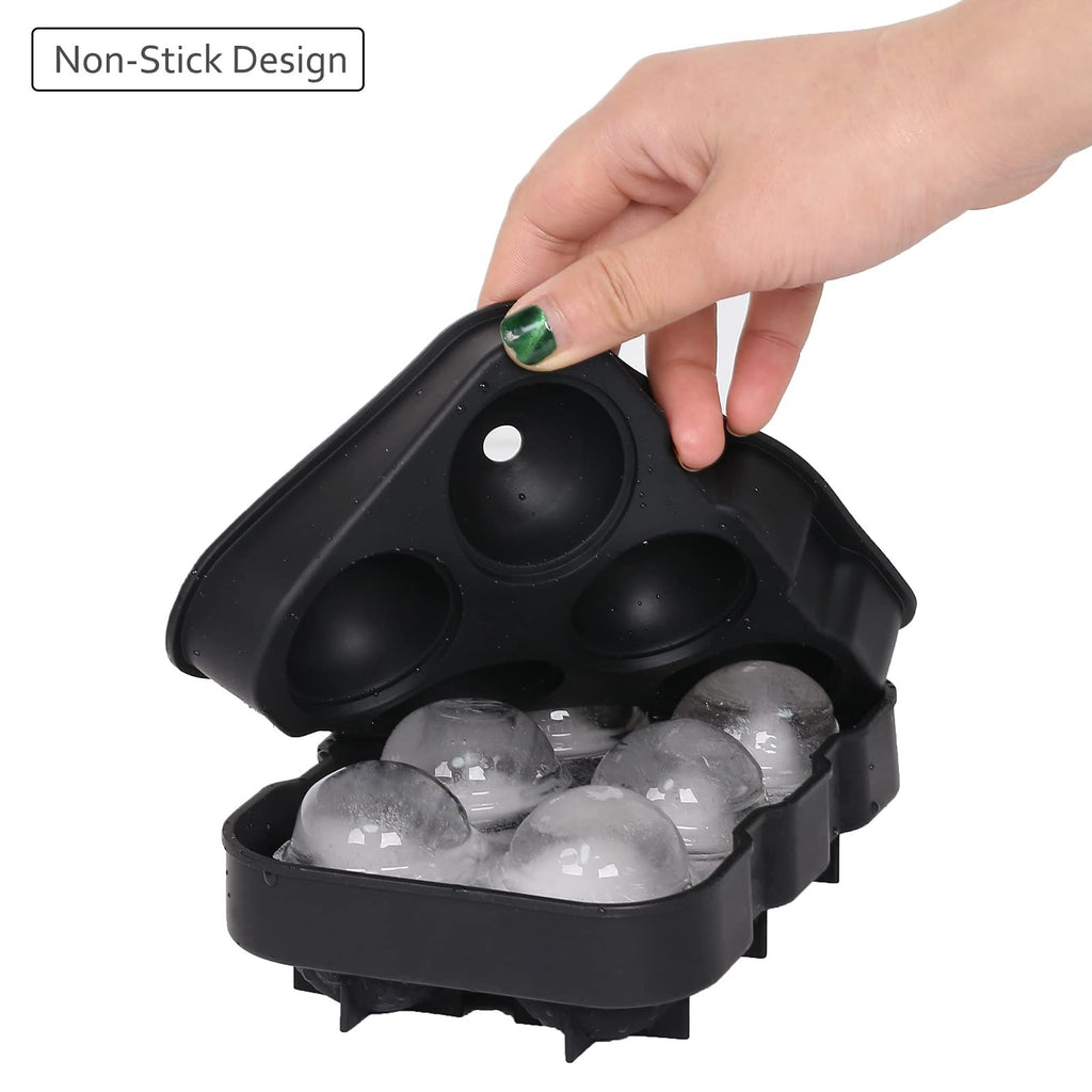 Ticent Ice Cube Trays (Set of 2 Silicone Sphere Whiskey Ice Ball Maker with Lids