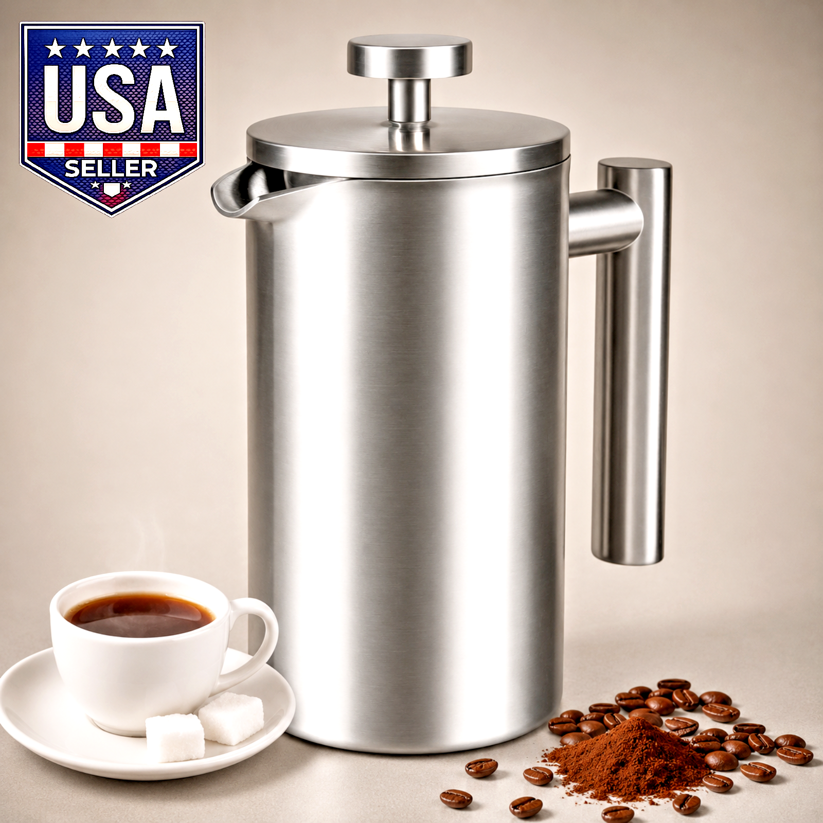 34oz Stainless Steel French Press Double-Wall Insulated 4 Cup Coffee Maker home