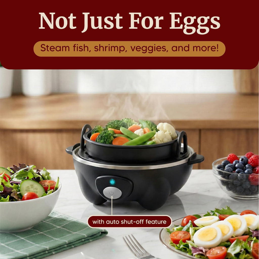 Elite Gourmet Rapid Egg Cooker 7 Egg Boiler Poacher Omelet Maker Black