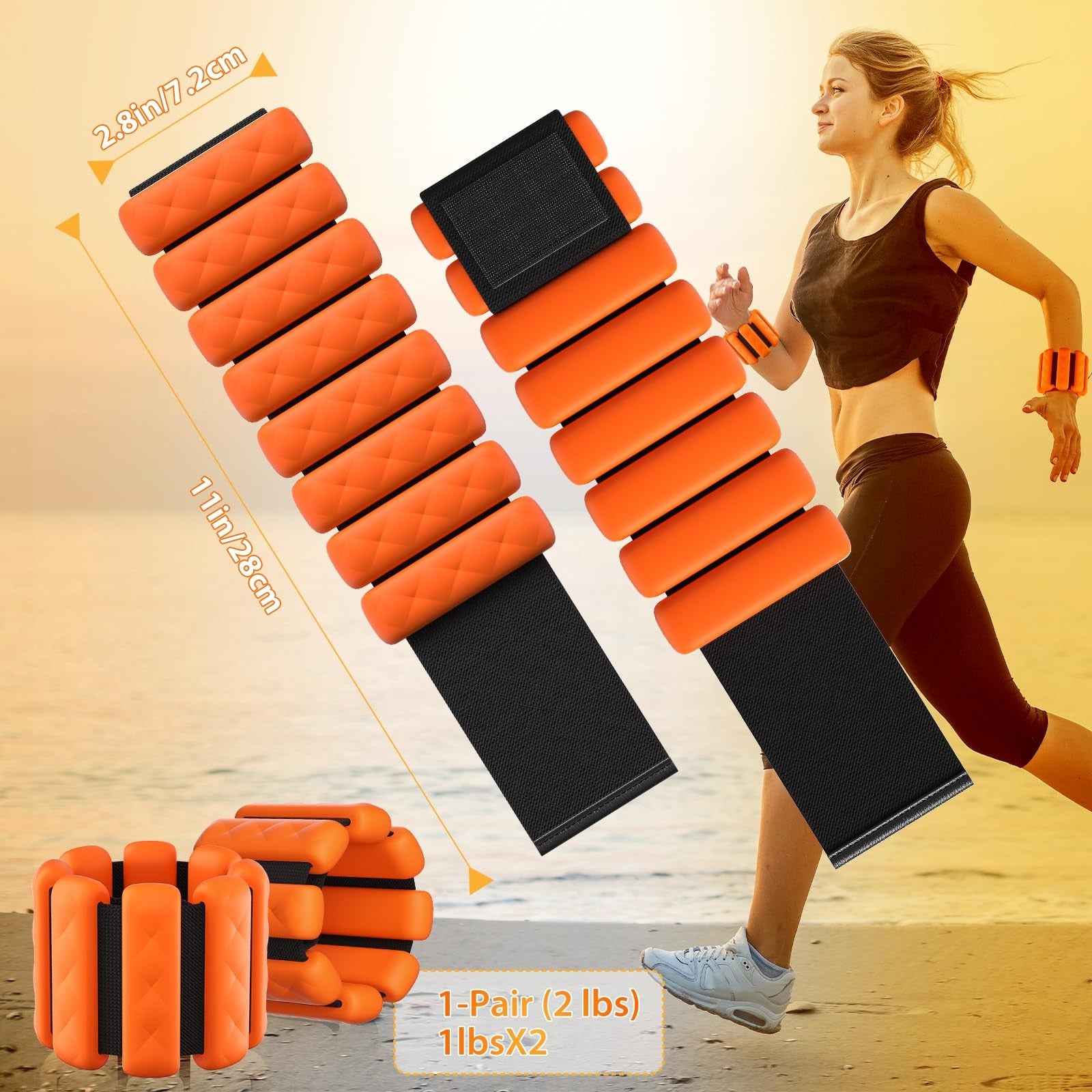 Pilates Wrist & Ankle Weights 2LB Adjustable Bangles Set for Training