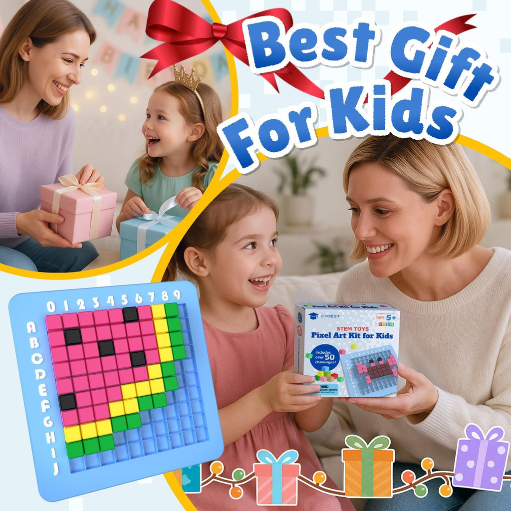 STEM Pixel Art Kit Kids Craft Toy Educational Building Set Ages 5-10