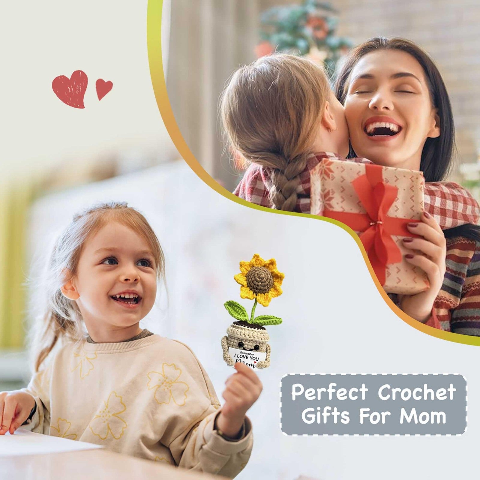 Crochet Sunflower Gift for Mom Handmade Cute Keepsake Desk Decor Home