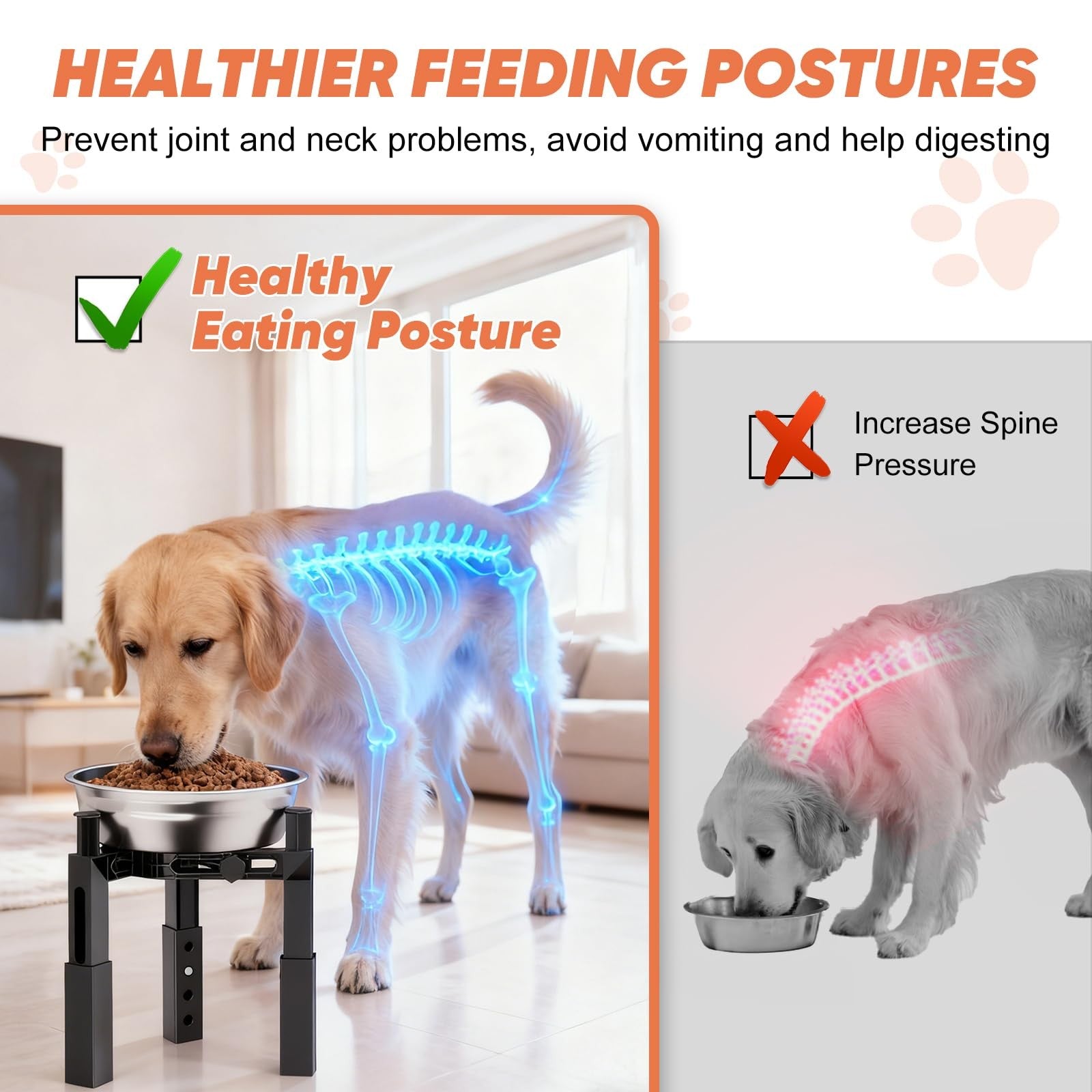 XIAZ Dog Bowl Stand Elevated Food Water Bowl Holder for Large Medium Small Sized