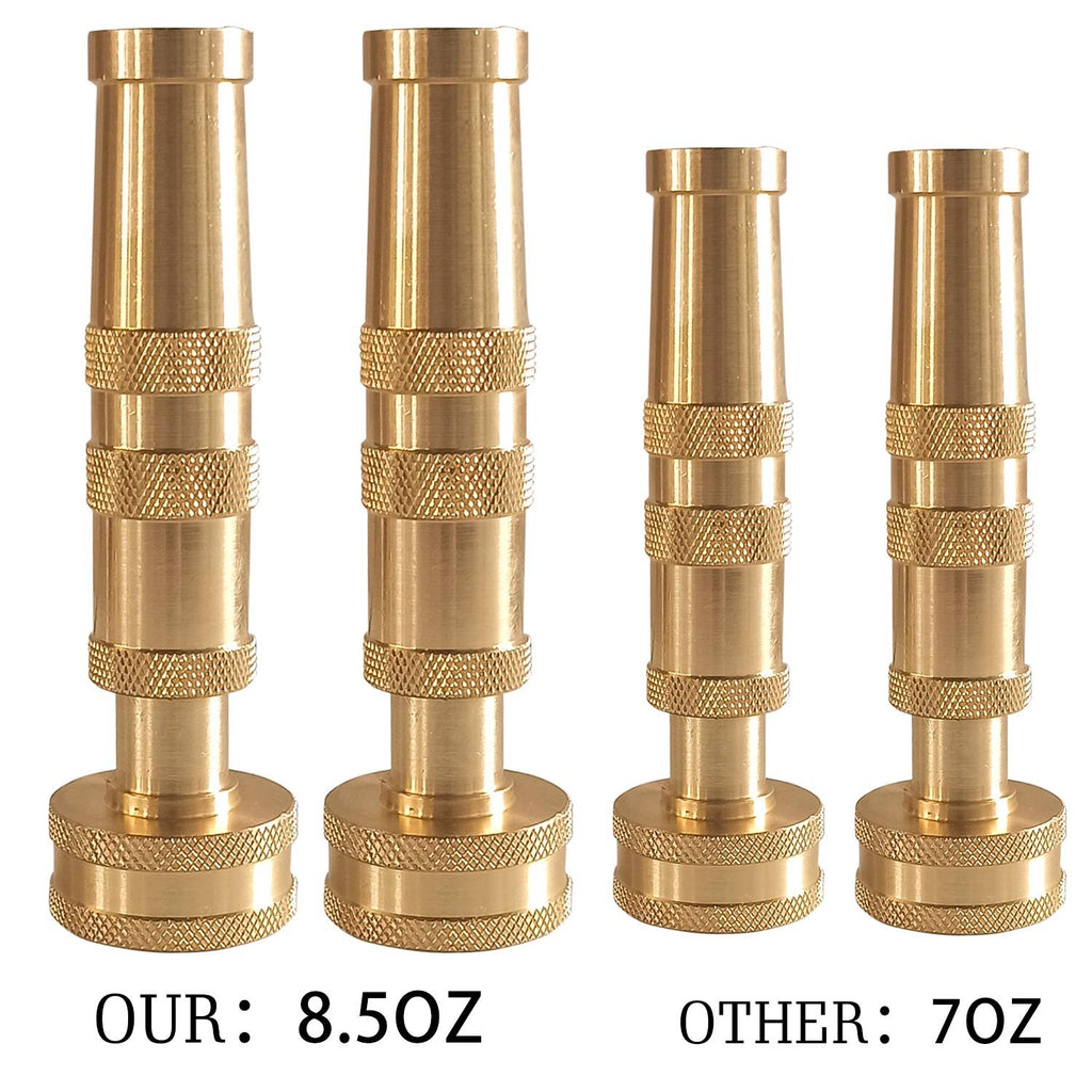 2 Pack 4" Brass Adjustable Garden Hose Nozzles w/10 Rubber Washers 3/4"