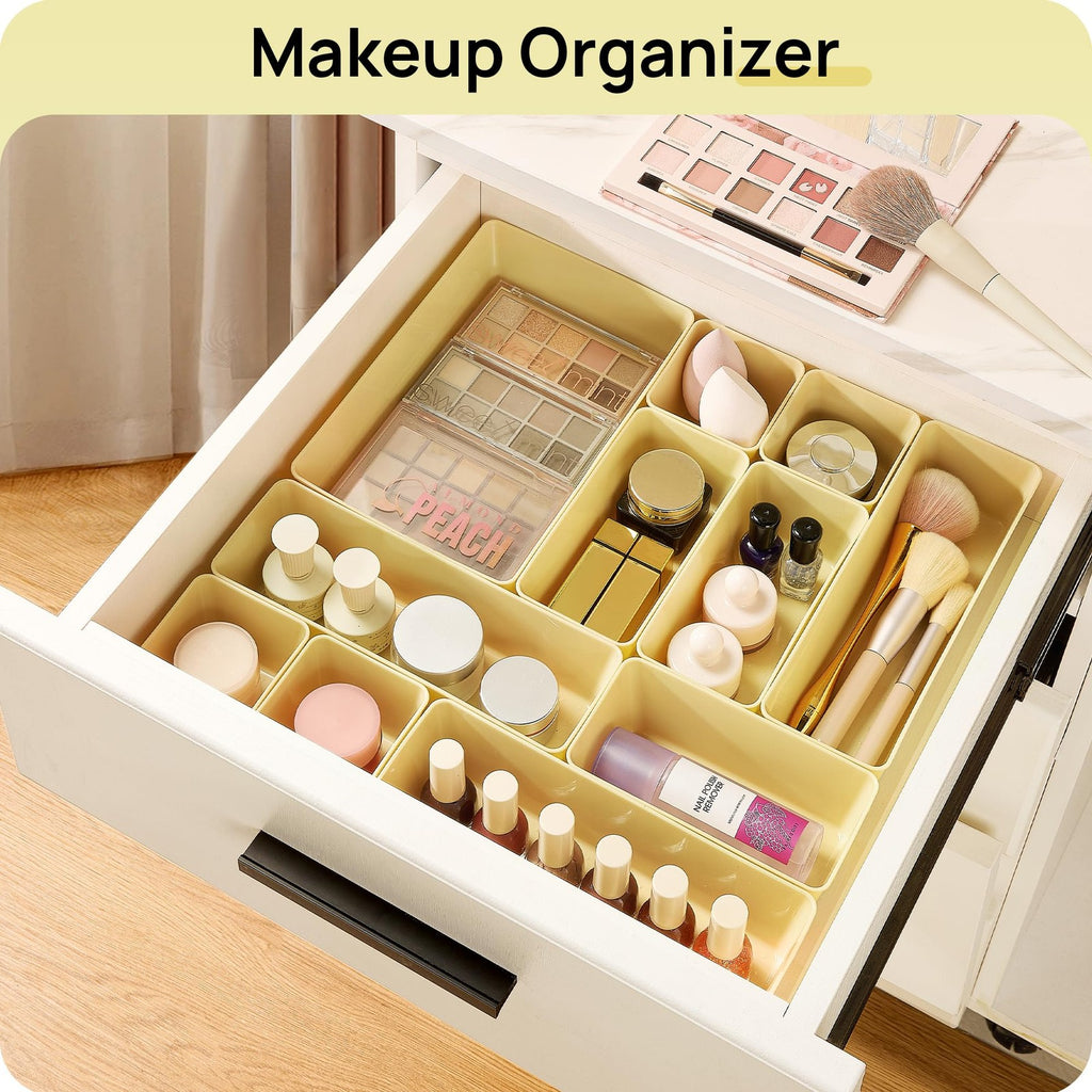 25 PCS Plastic Drawer Organizers Set 4-Size Versatile Bathroom and Vanity Drawer